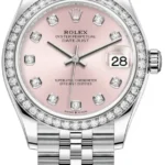 Rolex Datejust 31 Stainless Steel and White Gold Pink Diamond Dial Diamond Bezel Women's Watch M278384RBR-0036