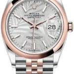Rolex Datejust 36 Steel & Everose Gold Silver Palm-Motif Dial Women's Watch M126201-0031