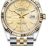 Rolex Datejust 36 Steel & Yellow Gold Golden Palm-Motif Dial Women's Watch M126233-0037
