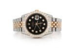 ICED OUT ROLEX DATEJUST 36MM TWO TONE BLACK DIAL AUTOMATIC WATCH 16.00CT
