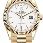 Rolex Day-Date Yellow Gold White Dial Unisex Watch M128238-0081