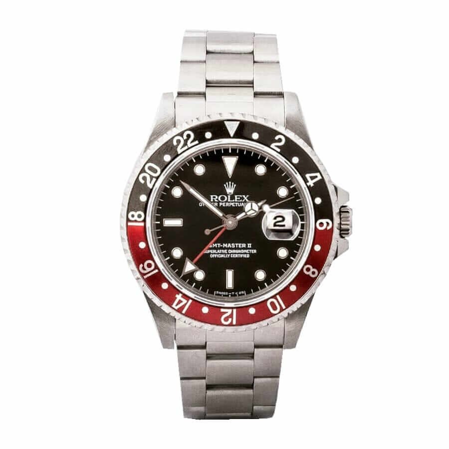 gmt.jpg Rolex GMT-Master II Red & Black Bezel Black Dial Coke 16710 Oyster Replica - Image 1
