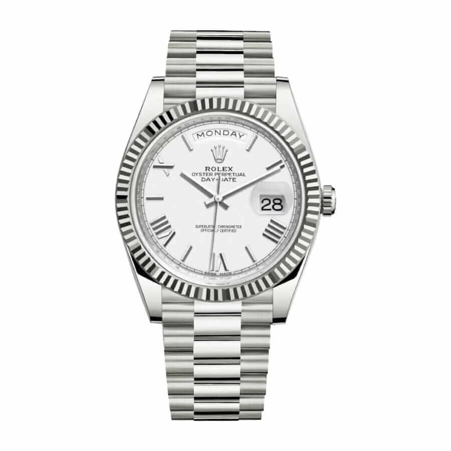 rolex-1-1.jpg Rolex Day-Date 40 228239 EW Stainless Steel White Gold Dial Oyster Replica - Image 1