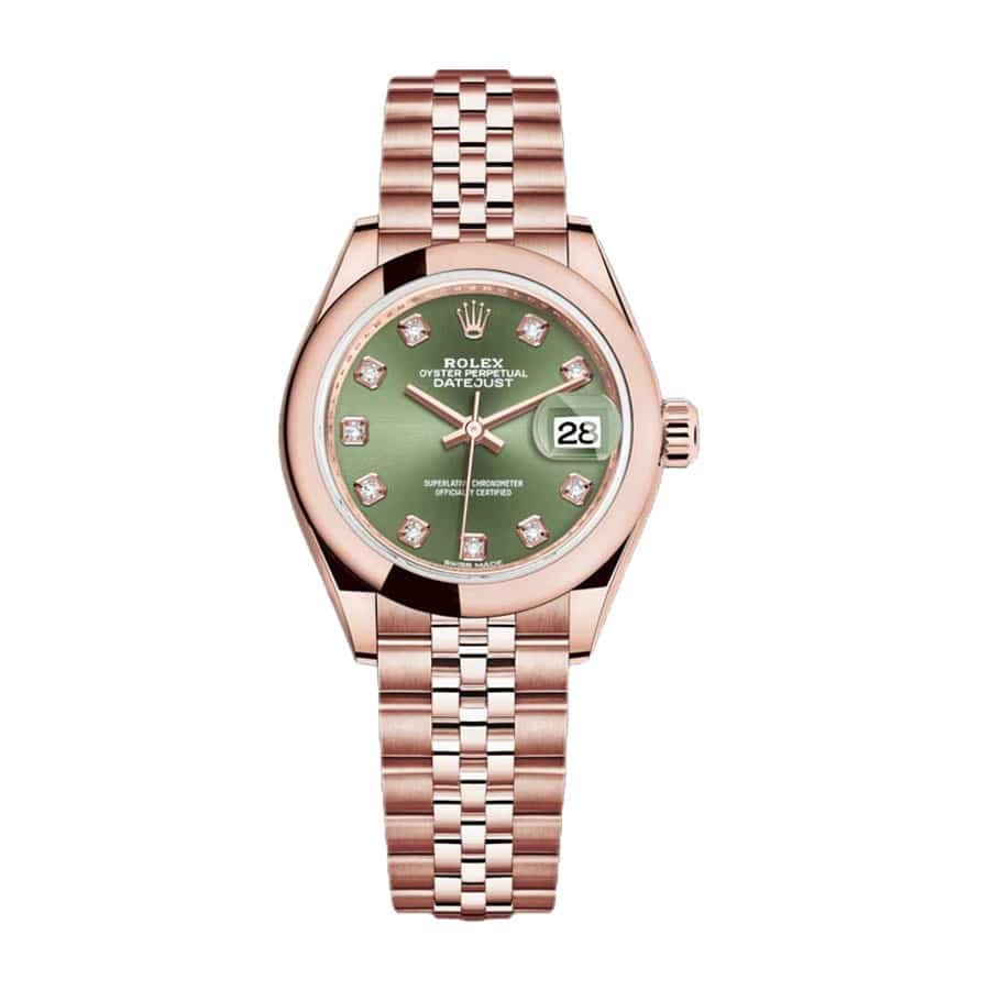rolex-datejust-28mm-279165-everose-gold-automatic-green-with-diamond-dial.jpg Rolex With Diamond Replica - Image 1