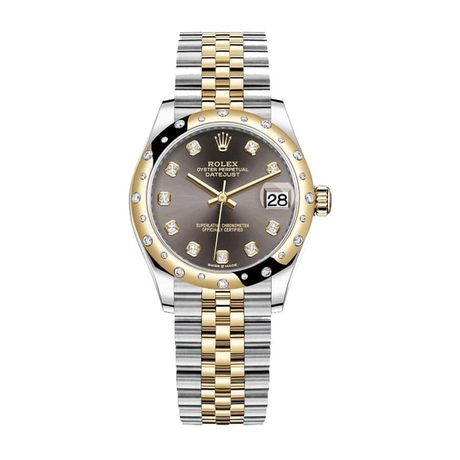 rolex-datejust-31mm-278343rbr-yellow-gold-steel-automatic-grey-with-diamond-dial.jpg Rolex Grey Diamond Replica - Image 1