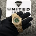 Rolex Datejust Yellow Gold Green Dial Iced out 118348 Replica - Image 2