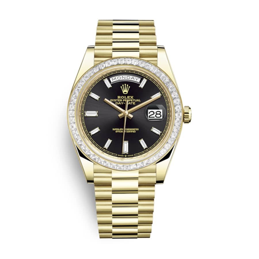 rolex-day-date-228398tbr-40mm-kw-yellow-gold-diamonds-black-dial-replica.jpg Rolex Day-Date 228398TBR Yellow Gold & Diamonds Black Dial Replica - Image 1