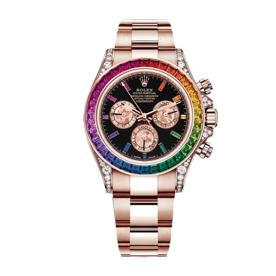 rolex-daytona-cosmograph-rainbow-crystals-bezel-black-dial-116519-replica.jpg Rolex Daytona Cosmograph 116519 Rainbow & Black Dial Replica - Image 1