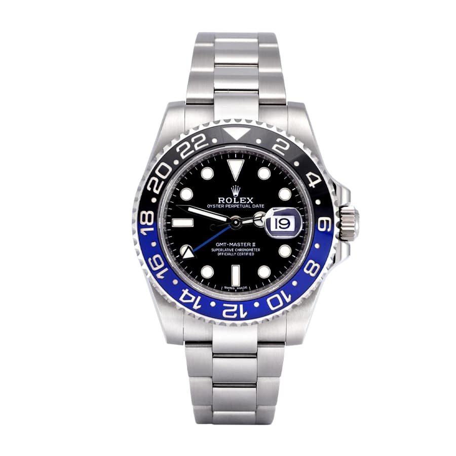 rolex-gmt-master-ii-black-dial-stainless-steel-mens-watch-116710blnr.jpg Rolex GMT-Master II Black Dial Batman Bezel 116710BLNR Oyster Replica - Image 1