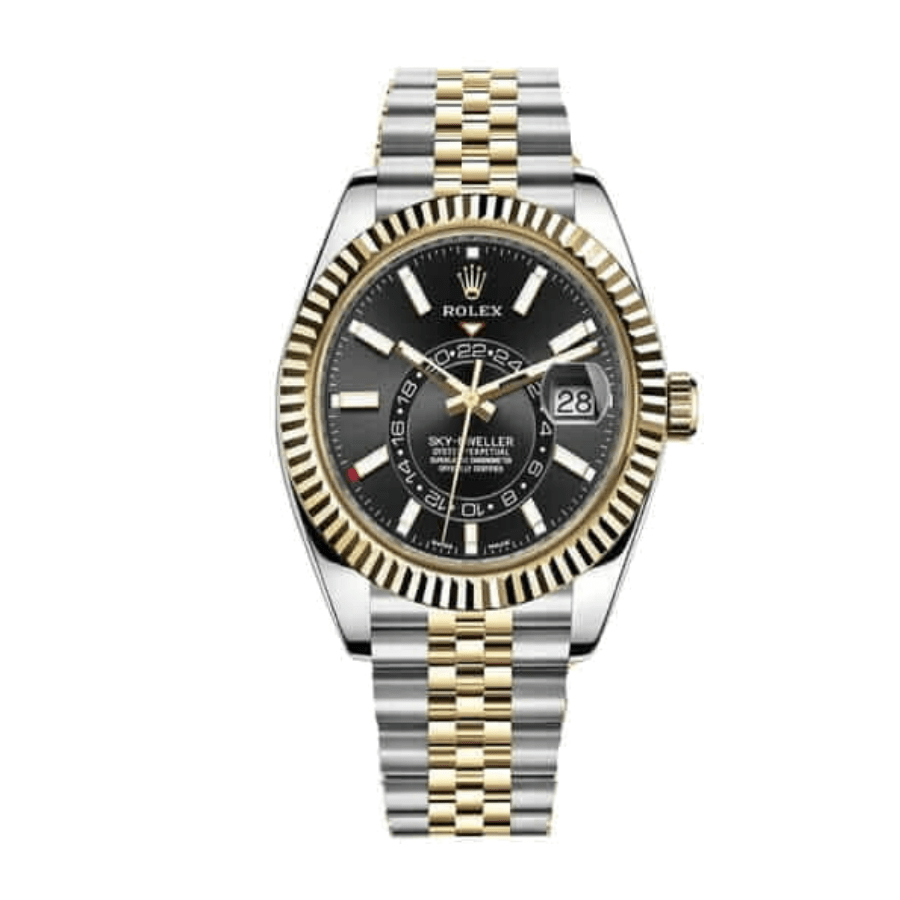 rolex-sky-dweller-gold-replica-4.png Rolex Sky-Dweller 326933 Steel Gold Black Dial Replica - Image 1